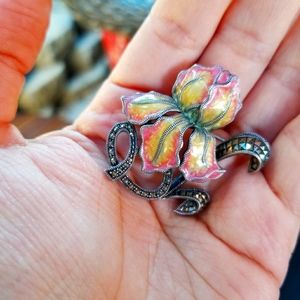 Judith Jack Enamel Brooch Sterling 925